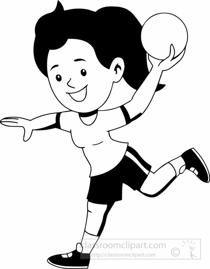 Sports Black and White Outline Clipart - black-white-girl-playing ...