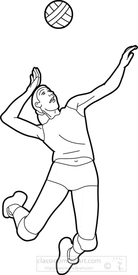 Sports Black and White Outline Clipart - volleyball_smash_03_outine ...