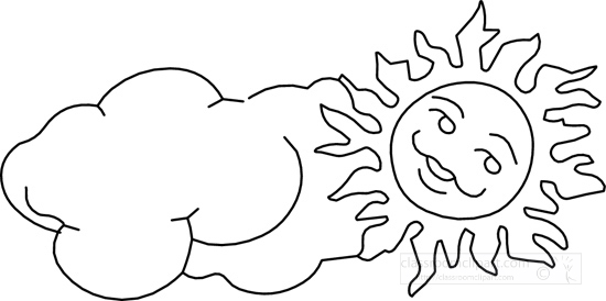 clipart sunny day black and white