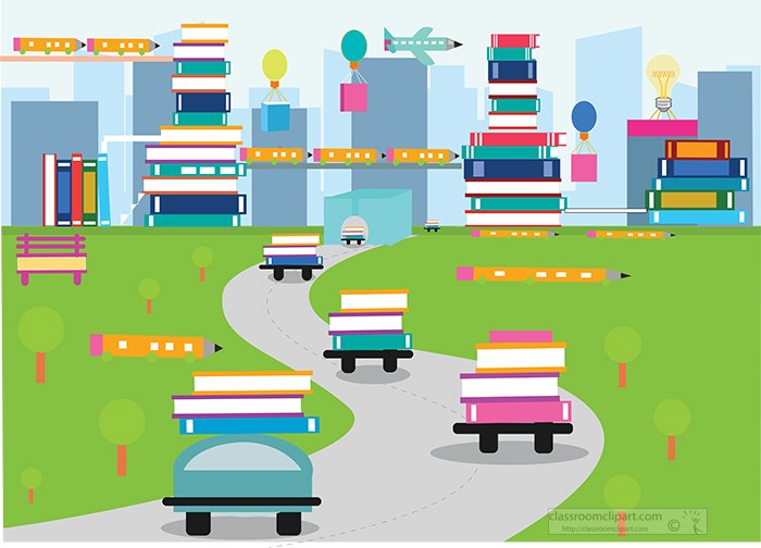 illustration-cars-with-books-on-road-to-book-city.jpg