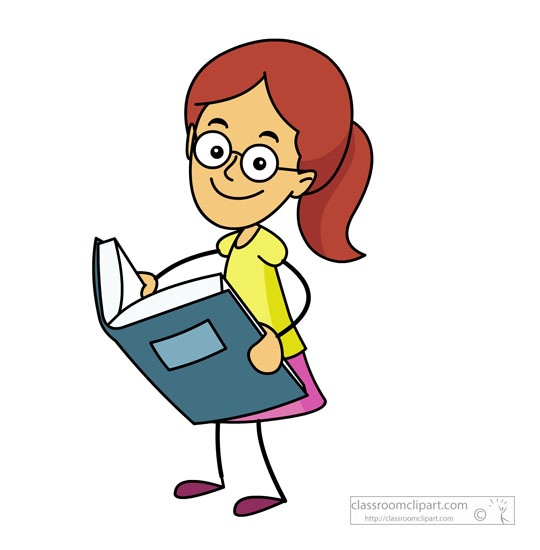 Book Clipart Clipart - student-wearing-glasses-holding-large-book ...