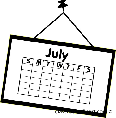 Calendar Clipart - calendar_july_outline_2 - Classroom Clipart