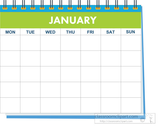 Calendar Clipart - month-spiral-january-calendar-clipart - Classroom Clipart
