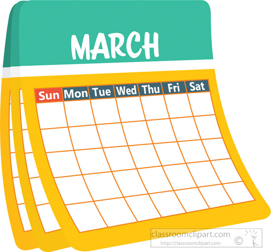 Calendar Clipart - monthly-calender-march-clipart-6227 - Classroom Clipart