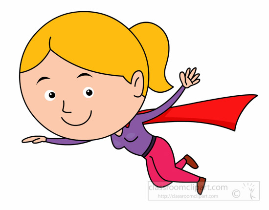 Cartoons Clipart - cute-supergirl-flying-clipart - Classroom Clipart
