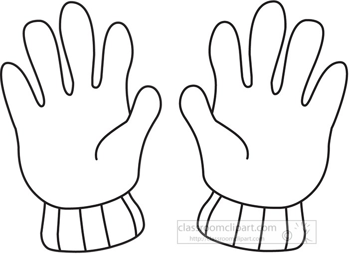 Fashion Clipart Photo Image Pair winter gloves black outline clipart Classroom Clipart