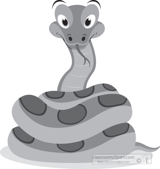 Animals Gray and White Clipart - coiled-cartoon-style-anaconda-snake-reptile-gray-clipart  - Classroom Clipart