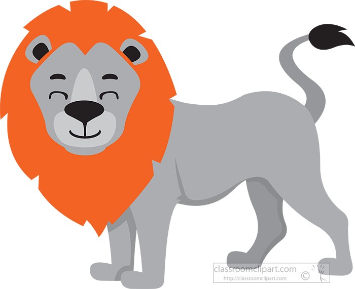 Animals Gray and White Clipart - lion-cartoon-gray-color - Classroom Clipart