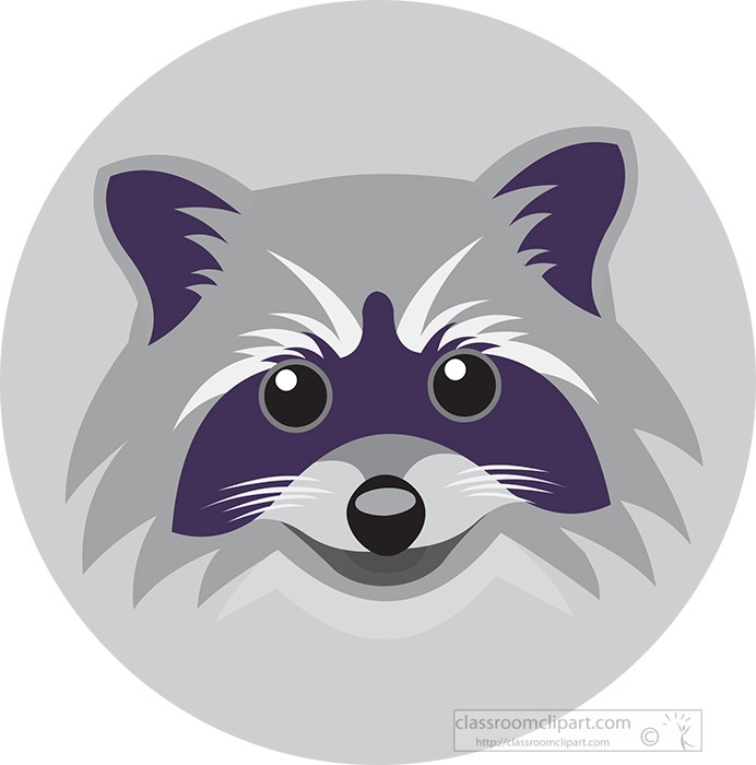 Animals Gray and White Clipart - raccoon-face-cartoon-gray-color -  Classroom Clipart