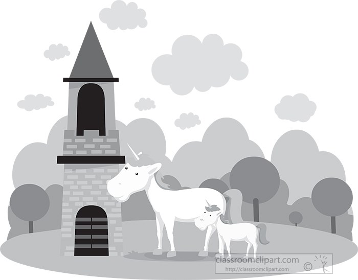 two-white-unicorns-at-a-castle-flat-vector-gray-color.jpg