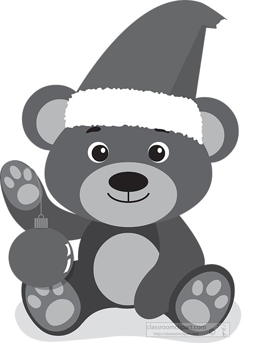 cute-brown-baby-bear-holding-ornament-wearing-red-christmas-hat-gray-color-2.jpg