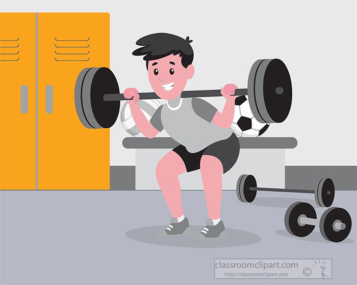 Sports Gray and White Clipart - boy-lifting-weights-inside-gym-gray-color -  Classroom Clipart