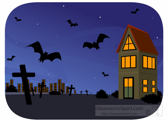 Halloween Clipart- dark-scary-night-background-with-bats ...