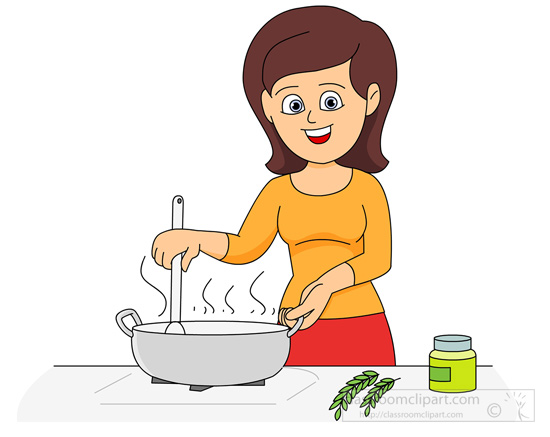 Cartoon Girl Cooking Food Kitchen Clipart lady cooking in kitchen Classroom Clipart