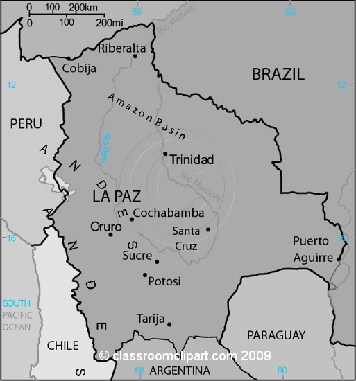Gray Scale Maps Clipart Photo Image - Bolivia_map_32MGR - Classroom Clipart