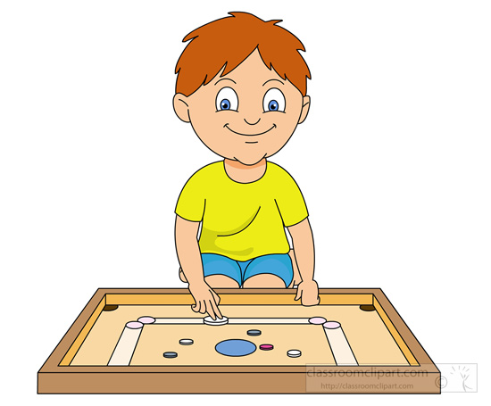 Recreation Clipart - boy-playing-carrom-board - Classroom Clipart