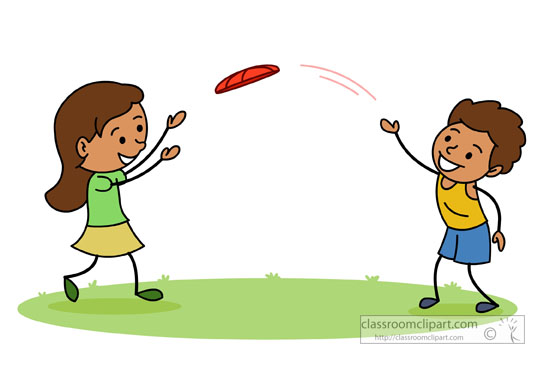 Recreation Clipart - two-kids-playing-with-frisbee - Classroom Clipart