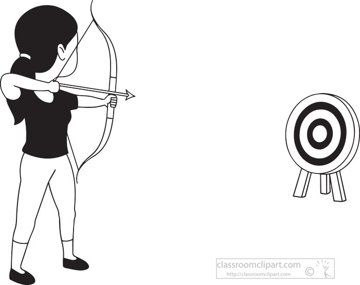 black-white-girl-aiming-target-with-bow-and-arrow-archery-clipart.jpg