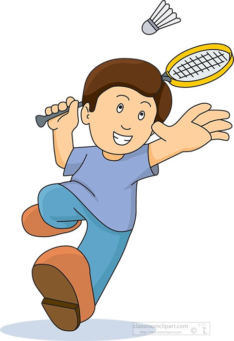 Badminton Clipart - cartoon-character-playing-badminton - Classroom Clipart