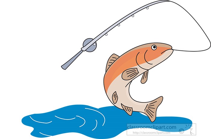 Fishing-Clipart - fish-on-fishing-pole - Classroom Clipart