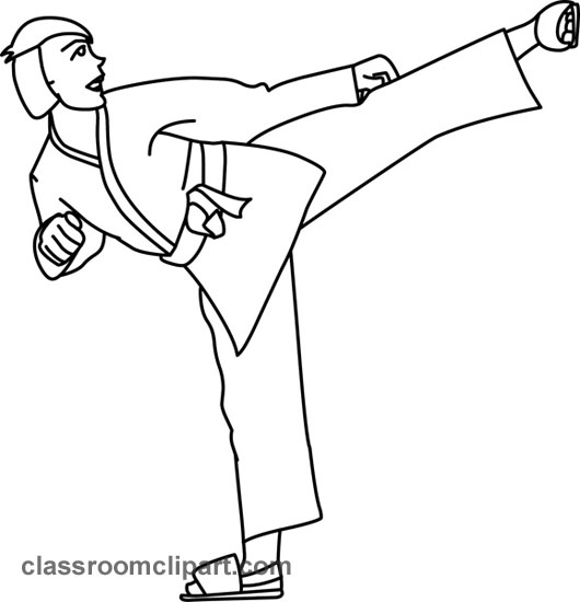 Karate Clipart - karate_kick_07_outline - Classroom Clipart