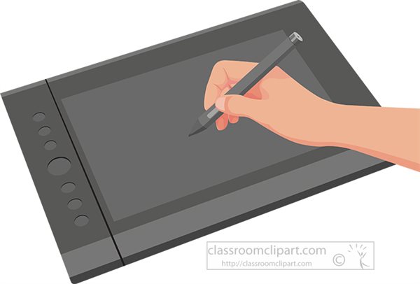 Technology Clipart - pen-in-hand-using-pen-tablet-clipart - Classroom