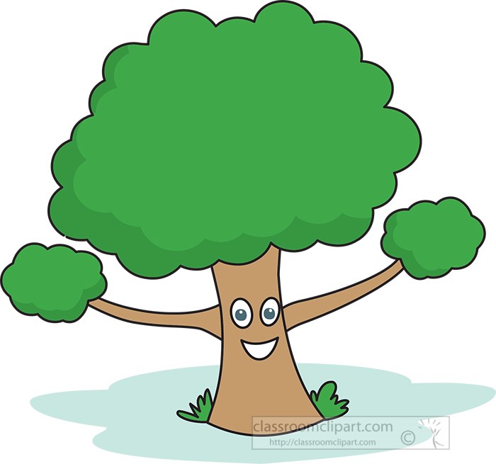 Trees Clipart - happy-tree-character-clipart - Classroom Clipart